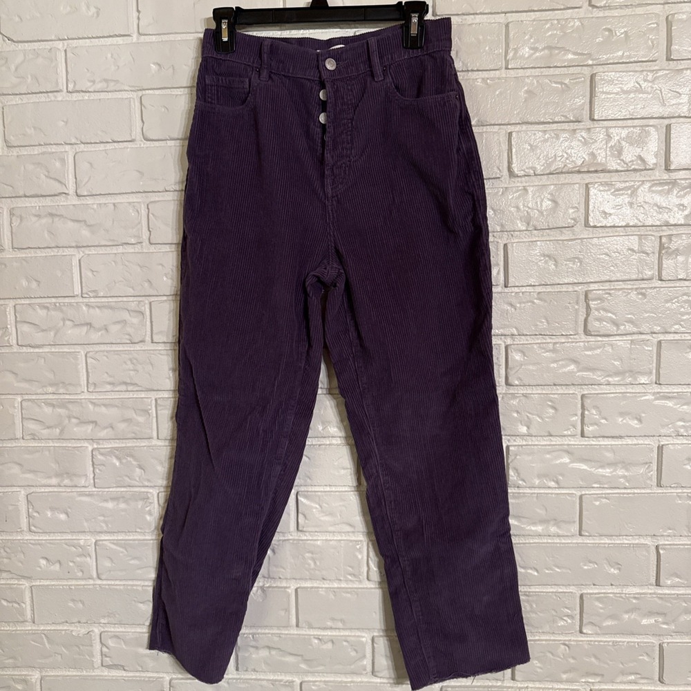 PacSun Sun Wear Jeans Purple Corduroy‎ Size 27 High Rise Straight Leg Raw Hem
